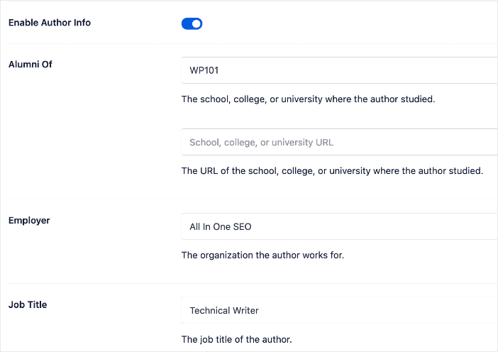 Author info section