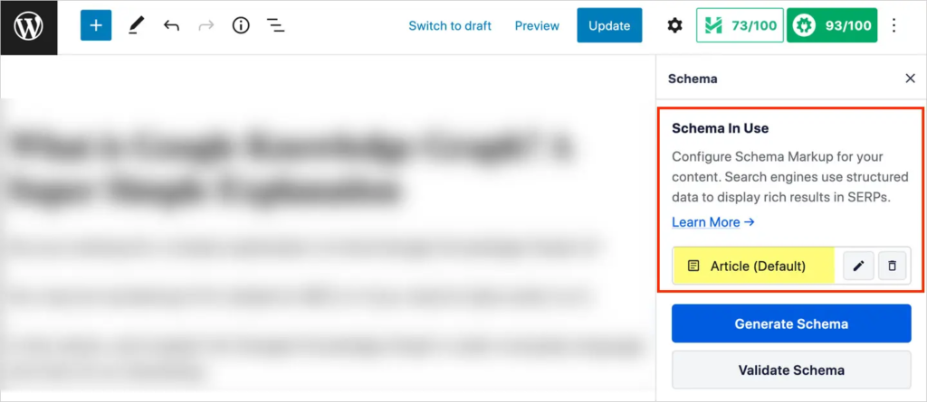 AIOSEO fügt Artikelschema zu Blogbeiträgen hinzu.