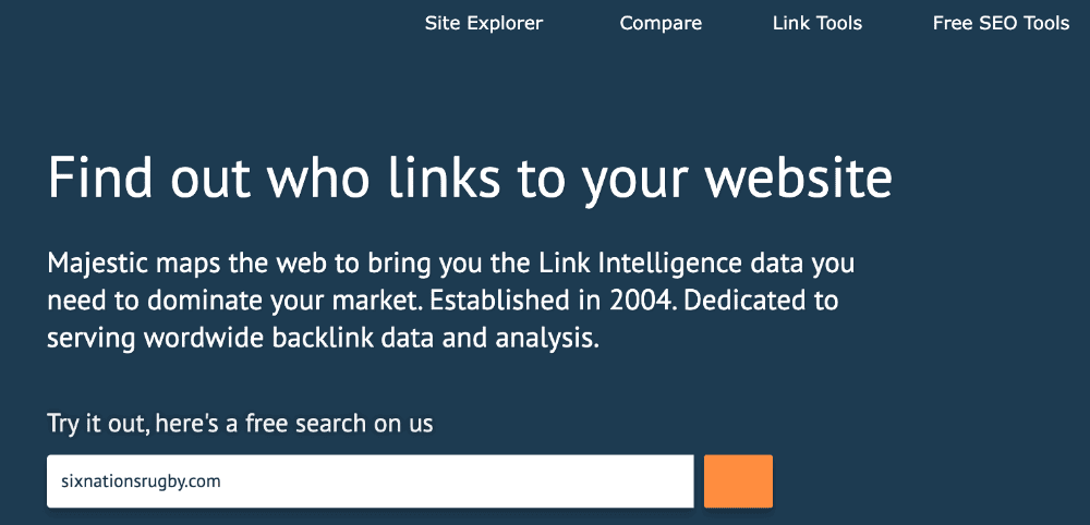 Majestic homepage