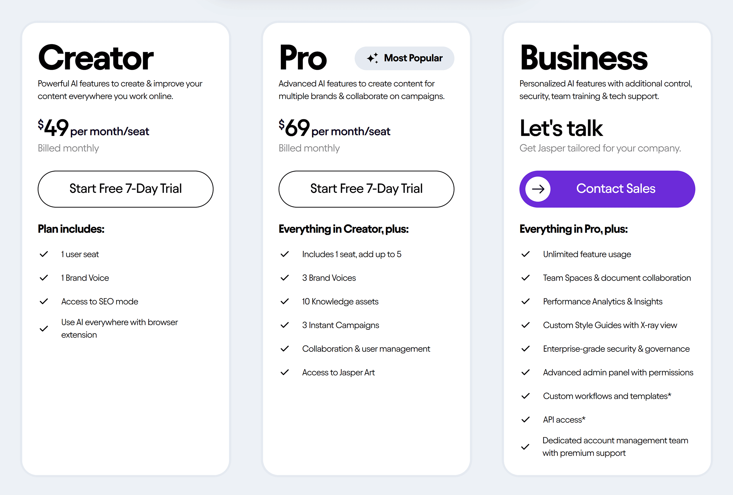 Jasper – Pricing