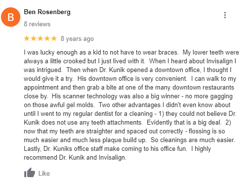 Review describing the convenience of the business' location