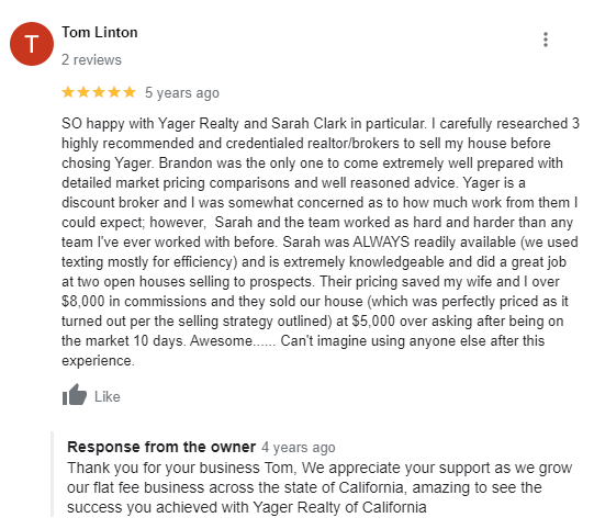 Detailed positive review for a real estate agent 