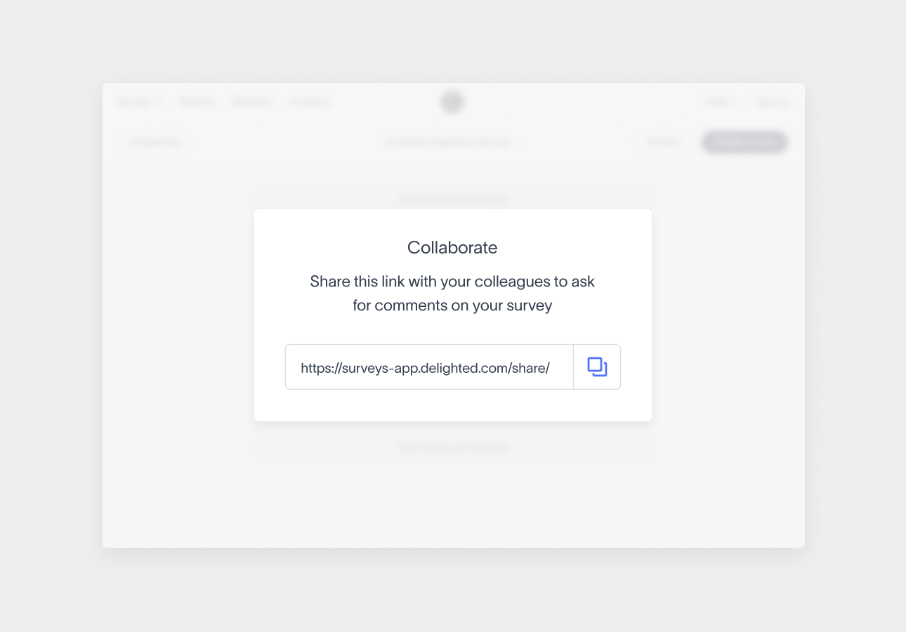 Collaborate pop-up within free online survey maker feature