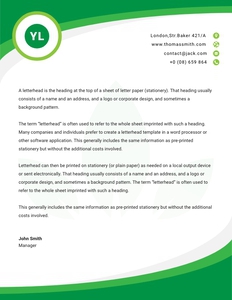 Greenwhite letterhead template logo and contact info | Letterhead Maker