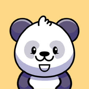 Bright happy toon panda smiling broadly on sunny yellow backdrop | Mr Cuddles NFT