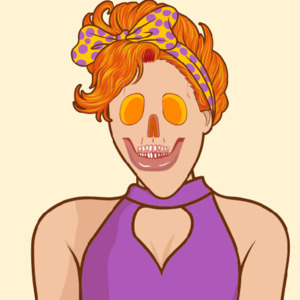 Sugar skull face painted figure adorned in vibrant attire | Zombie Girl NFT