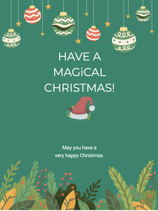 Santa hat  ornament adorned Christmas card | Christmas Poster